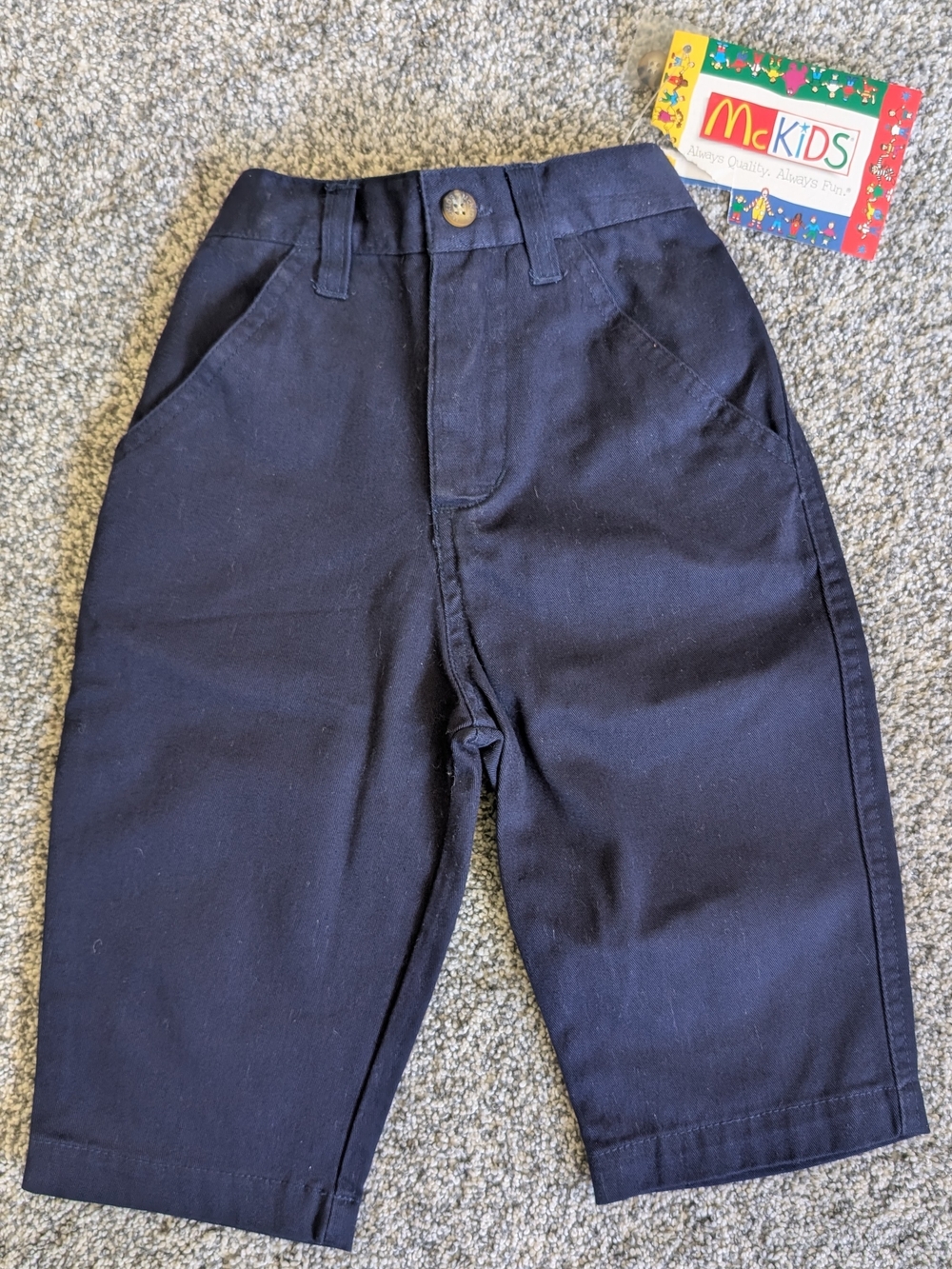 Vintage McKIDS Navy Blue Solid Dress Pants w/ Pockets Boys Size 12 Month Y2K NWT
